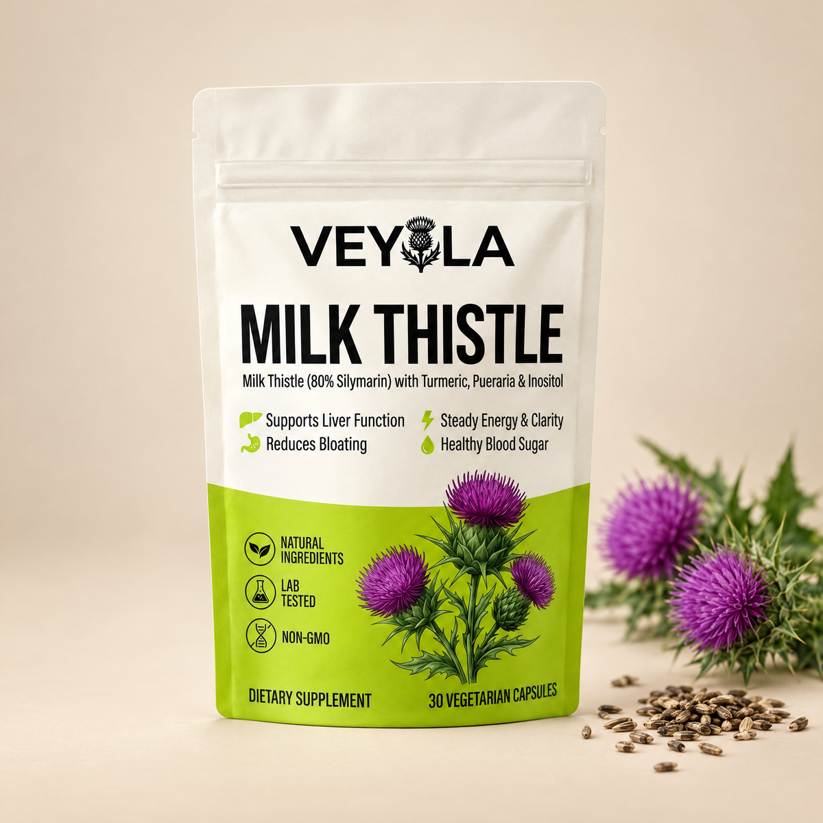 Veyola Milk Thistle pouch, 30 vegetarian capsules