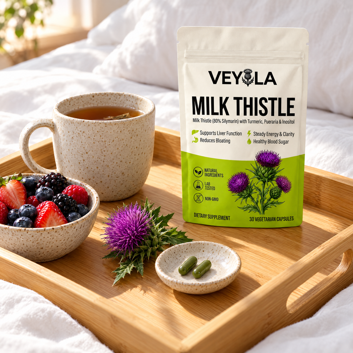 Veyola on a breakfast tray
